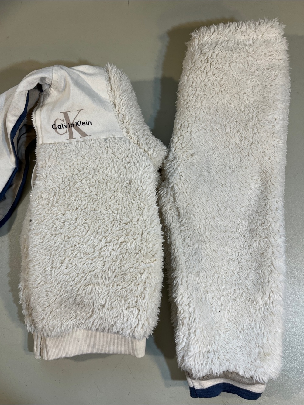 Calvin Klein Kids Cream Sherpa Jogger Set with Logo Trim
